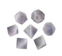 Premium Crystal Gemstone for DND Dice Set 7pcs forRPG Polyhedral Dice for Tabletop Gaming Gifts (Black Wood Vein Marble)(Silver Cat Eye)