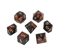 Premium Crystal Gemstone for DND Dice Set 7pcs forRPG Polyhedral Dice for Tabletop Gaming Gifts (Black Wood Vein Marble)(Red Tiger Eye)