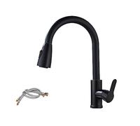 Premium Cuisine Faucet Spray Nozzle - Modern Black Finish Hot & Cold Water Unique Handle High-Pressure Stream for Kitchen Sink Versatile and Stylish,Cp11 Add Hose-01-A