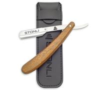 Premium Cut Throat Razor - Natural Wood Handle, Stainless Steel Swing Lock Blade Holder with Traveling Pouch - Blades Not Included (R Silver)