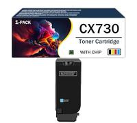 Premium CX730 Toner Cartridges With Chip High Yield Toner for Lexmark CS730de CS735de CX730de CX735adse CX737adzse Series Multifunction Machine Printers for Office Products,Cyan-Low Yield
