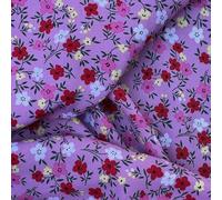 Premium Daisy Floral Rayon Cotton Poplin Print Dress Fabric Lilac