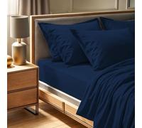 Premium Dark Blue Ranforce King Fitted Sheet (160 x 200 + 30 cm) | 100% Cotton, 145 Thread Count | Machine Washable at 30°C | Soft & Durable Bedding