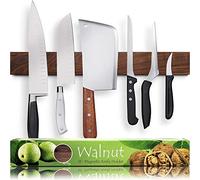 Premium Dark Walnut Wood Magnetic Knife Holder for Wall | 16 Inch | Upgraded Version | Professional Wooden Magnetic Knife Strip - Space-Saving Knife Rack/Knife Bar with Powerful Magnetic Pull Force