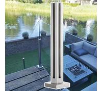 Premium Deck Glass Balustrade Kit for Stair Platforms, Outdoor Landing Railing with Screws & Bases, Silver Square Spigot Post Clamps, 57.1" Height, Perfect for Modern Decks