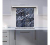 Premium Deep Ocean Blue Quartz Effect Kitchen Splashback 6mm Toughened Glass Kitchen Splashback - Heat Resistant Splashback for Kitchens, Perfect for Cookers and Hobs, Polished Edges