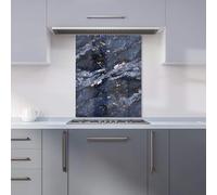 Premium Deep Ocean Blue Quartz Effect Kitchen Splashback 6mm Toughened Glass Kitchen Splashback - Heat Resistant Splashback for Kitchens, Perfect for Cookers and Hobs, Polished Edges