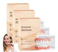 Premium Denture,Comfort Dentures,Cosmetic Smile Veneers,Removable Fake Teeth for Gaps/Chipped Teeth, Natural Look Secure Fit Dental Veneers for Men/Women (3 Set)