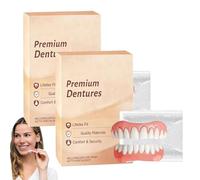 Premium Denture,Comfort Dentures,Cosmetic Smile Veneers,Removable Fake Teeth for Gaps/Chipped Teeth, Natural Look Secure Fit Dental Veneers for Men/Women (2 Set)
