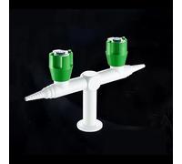 Premium Desktop Laboratory Double Outlet Faucet Water Tap with Dual Green Handles for Educational Laboratory Bench and Sink