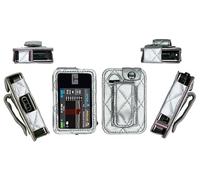 Premium Diamond Check Pattern Holster (with Belt Clip/Metal Loop/Lanyard) for Tandem Diabetes Care Insulin Pump T:Slim X2 (All Models) (Silver)