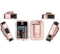 Premium Diamond Check Pattern Holster (with Belt Clip/Metal Loop/Lanyard) for Tandem Diabetes Care Insulin Pump T:Slim X2 (All Models) (Pink)
