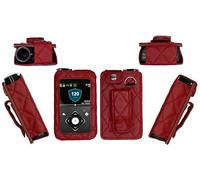 Premium Diamond Check Pattern Holster with Screen Protector & Belt Clip (Neck Lanyard) for Medtronic Minimed Insulin Pump 630G/ 640G/ 670G/770G/780G (All Model) (RED)
