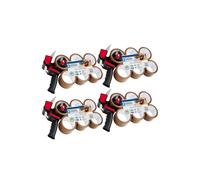 DECO EXPRESS Packaging Tape Dispenser Gun and 6 Rolls Parcel Tape Strong Brown Fragile Clear Heavy Duty for Packing Boxes Moving House Essentials (Dispenser Brown, 4 Pack)