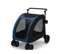 Premium Dog Bike Trailer & Stroller, 2-in-1 Foldable Pet Trolley for Medium Dogs, Easy Clean & Convenient Storage, Lightweight & (Blue)