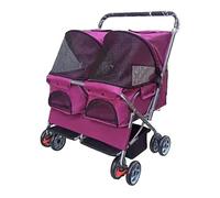 Premium Dog Stroller for Small & Medium Dogs, Senior Two-Seater Pet Stroller with Double Sleeping Nest, Ideal for Dogs & Cats - Stylish Rose Red Design