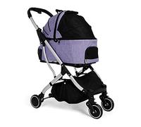 Premium Dogs Strollers for Medium Small Dogs, Dog Pram Stroller Buggy Upgraded Pet Cat Dog Cart Carrier with Wheels Detachable Prams Pushchairs Large Capacity Net Loading 20kg (Purple)