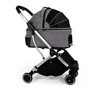 Premium Dogs Strollers for Medium Small Dogs Dog Stroller Upgraded Pet Cat Dog Cart Carrier with Wheels Detachable Prams Large Capacity Net Loading (Purple) (Grey a)