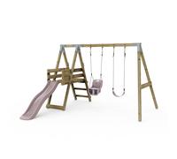 Rebo Premium Double Swing With Deck - Flex And Baby Dusky Pink