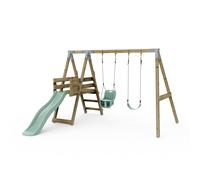 Rebo Premium Double Swing With Deck - Flex And Baby Mint Green