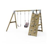 Rebo Premium Double Swing With Up And Over Wall - Flex And Baby Dusky Pink