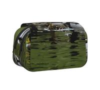 Premium Double Layer Flip Top Pencil Case, Large Capacity 20cm Oxford Fabric School Supply Organizer for Students Teens, pen bag for Travel Sketching, Loon Nature Bird, Exam Essential Stationery Box