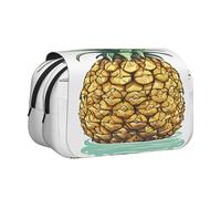 Premium Double Layer Flip Top Pencil Case, Large Capacity 20cm Oxford Fabric School Supply Organizer for Students Teens, pen bag for Travel Sketching, Be a pineapple, Exam Essential Stationery Box