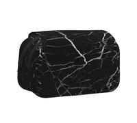 Premium Double Layer Flip Top Pencil Case, Large Capacity 20cm Oxford Fabric School Supply Organizer for Students Teens, pen bag for Travel Sketching, Black Marble, Exam Essential Stationery Box