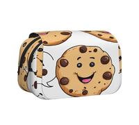 Premium Double Layer Flip Top Pencil Case, Large Capacity 20cm Oxford Fabric School Supply Organizer for Students Teens, pen bag for Travel Sketching, Chocolate Chip, Exam Essential Stationery Box