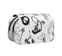 Premium Double Layer Flip Top Pencil Case, Large Capacity 20cm Oxford Fabric School Supply Organizer for Students Teens, pen bag for Travel Sketching, Physics Print, Exam Essential Stationery Box