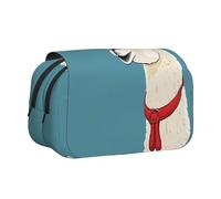 Premium Double Layer Flip Top Pencil Case, Large Capacity 20cm Oxford Fabric School Supply Organizer for Students Teens, pen bag for Travel Sketching, Llama in A Scarf, Exam Essential Stationery Box