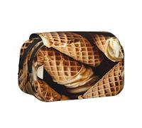 Premium Double Layer Flip Top Pencil Case, Large Capacity 20cm Oxford Fabric School Supply Organizer for Students Teens, pen bag for Travel Sketching, Ice Cream, Exam Essential Stationery Box