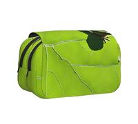 Premium Double Layer Flip Top Pencil Case, Large Capacity 20cm Oxford Fabric School Supply Organizer for Students Teens, pen bag for Travel Sketching, Frog Leave, Exam Essential Stationery Box