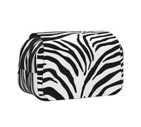 Premium Double Layer Flip Top Pencil Case, Large Capacity 20cm Oxford Fabric School Supply Organizer for Students Teens, pen bag for Travel Sketching, Zebra Prints, Exam Essential Stationery Box