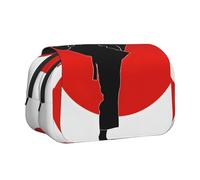 Premium Double Layer Flip Top Pencil Case, Large Capacity 20cm Oxford Fabric School Supply Organizer for Students Teens, pen bag for Travel Sketching, Taekwondo Design, Exam Essential Stationery Box