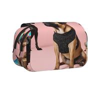 Premium Double Layer Flip Top Pencil Case, Large Capacity 20cm Oxford Fabric School Supply Organizer for Students Teens, pen bag for Travel Sketching, French Bulldog, Exam Essential Stationery Box
