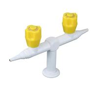 Premium Double Outlet Laboratory Faucet Table Mounted Water Tap with Dual Yellow Handles for School and University Chemistry Lab