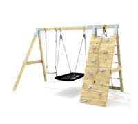 Premium Double Swing with Up and Over Wall - Flex and Boat Dusky Pink | Climbing Wall | Stable Construction | Premium Welded Brackets & Pressure Treated Timber |