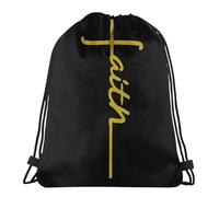 Premium Drawstring Bag Faith Jesus Christianty Vertical Cross Religious Gym Backpack Comfortable Swim Bags For Teenager School Yoga 36X42Cm