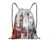 Premium Drawstring Bag London String Sackpack Daily Swimming Backpack for Boys Children Holidays 36X42cm