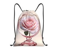 Premium Drawstring Bag Sphere Blooming Flower Roses Print String Sackpack Lightweight Drawstring Backpack for Shopping Holidays Men 36X42cm