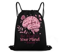 Premium Drawstring Gym Bag Be Kind To Your Mind Mental Health Matters Awareness String Sackpack Daily Drawstring Backpack for Shopping Teenager Adults 36X42cm