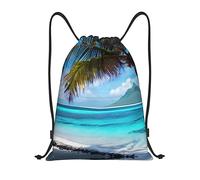 Premium Drawstring Gym Bag Tahiti Beach Cinch Sack Personalised Swimming Backpack for Boys Girls Hiking 36X42cm