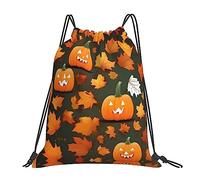 Premium Drawstring Swimming Bag Happy Thanksgiving Day Pumpkin Print School Bags Lightweight Sport Gym Sack for School Teenager Beach 36X42cm