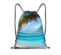 Premium Drawstring Swimming Bag Tahiti Beach Print Sport Gym Sack Daily Swim Bags For Teenager Activities Yoga 36X42Cm