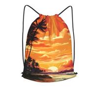 Premium Drawstring Swimming Bag Tropical Sunrise Pattern Trainer Bags Daily Swim Bags For Travel Shopping Activities 36X42Cm