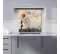 Premium Dreamy Banksy-Inspired Girl with Red Balloon Kitchen Splashback 6mm Toughened Glass Kitchen Splashback - Heat Resistant Splashback for Kitchens, Perfect for Cookers and Hobs, Polished Edges