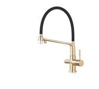 Premium Dual-Function Kitchen Faucet - White & Black Brass Hot/Cold Water Filter Spout with Chrome Sink Selector and Purification Container - 1pc