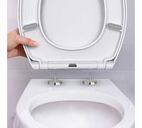 Premium Duroplast Toilet Seat, Heavy Duty Soft Close Toilet Seat with One Button Quick Release, O-Shaped Stainless Adjustable Hinges Scratch Resistant Loo Seat, Top Fixing, White