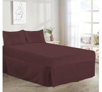 Premium Egyptian Cotton Valance Sheet, 200 Thread Count, Pleated, 12" Box, 11 Colours, Single/Double/King/Super King, Machine Washable (Chocolate, Super King)